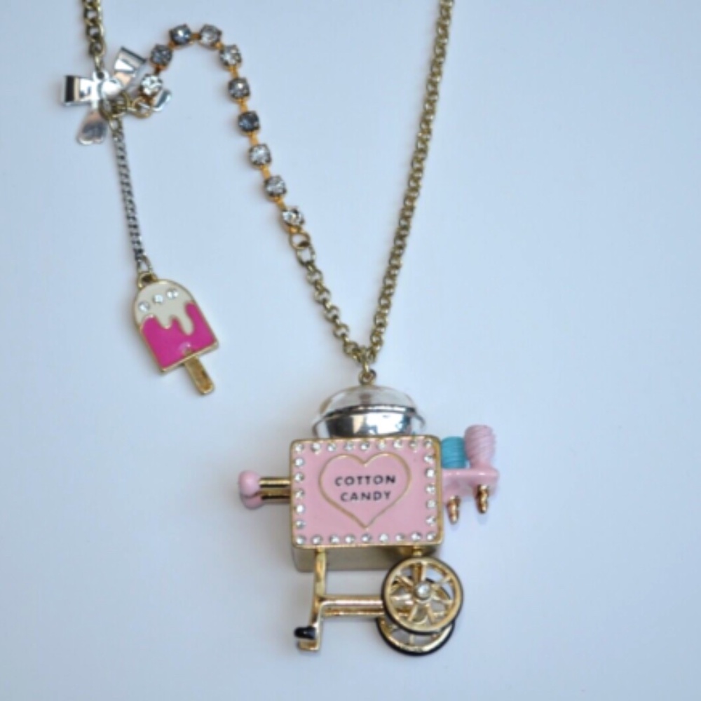 Vintage Betsey Johnson Cotton Candy Machine Popsicle Sweet Charm Chain Necklace